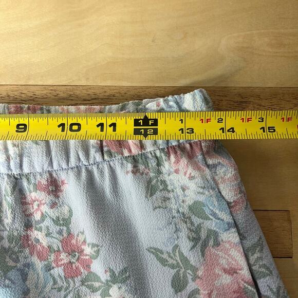 WAYF Blue Floral Wide Leg Pull On Pant Sz Small Pockets Cottage Travel Boho USA - Picture 8 of 10